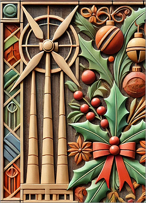 Wind Turbine Christmas Card Graceful