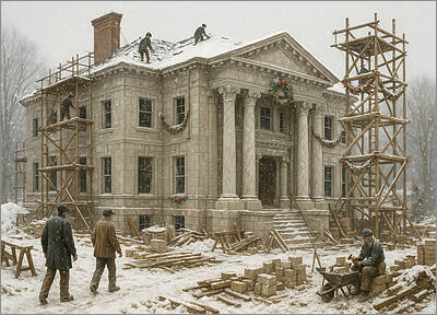 Construction Christmas Card House