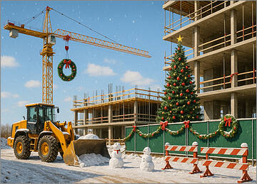 Construction Christmas Card Snowmen