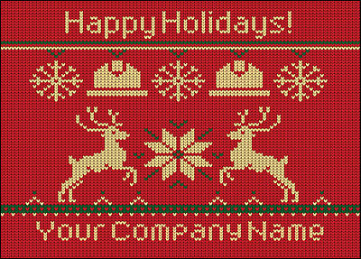 Construction Reindeer Christmas Card (Glossy White)