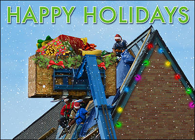 Decorative Roofing Christmas Card (Glossy White)
