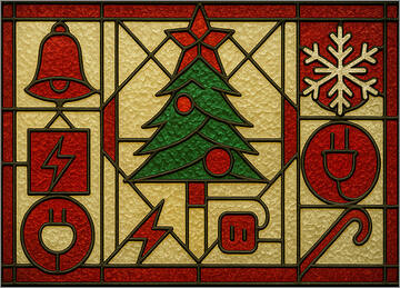 Electrical Christmas Card Artglass
