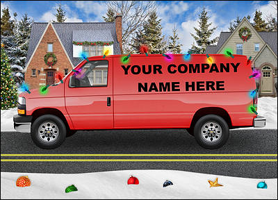 Red Van Christmas Card (Glossy White)
