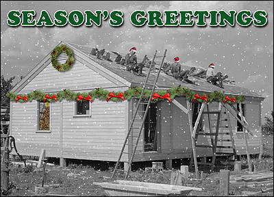 Vintage Roofing Christmas Card (Glossy White)